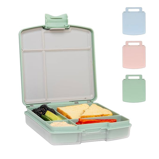 Ubbi Bento Lunch Box for Kids with 4 Compartments, BPA-Free, Leakproof, Dishwasher Safe, Food-Safe Material, Portion-Controlled Lunch Container, Kids Summer Camp, Sage Green