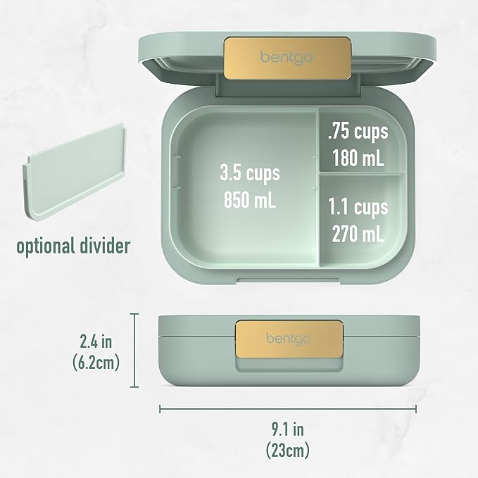 Bentgo Modern - Leak-Resistant Bento Lunch Box For Adults, Teens, & Larger Appetites; Reusable BPA-Free Meal Prep Container with 3 or 4 Compartments, Dishwasher/Microwave Safe; 44oz (Mint Green)