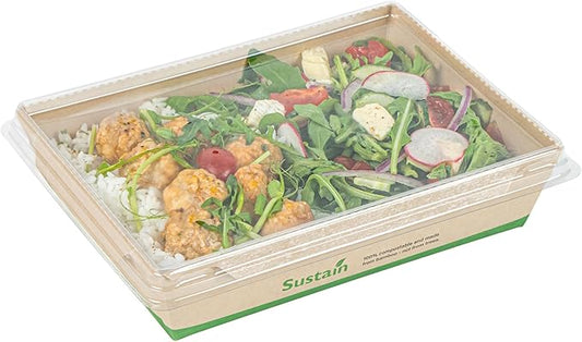 Restaurantware-Sustain 34 Ounce Sturdy Paper Take Out Boxes, 200 Disposable Take Out Food Containers - With PLA lining, Lids Sold Separately, Bamboo Paper Containers, Compostable, Click-Lock Design