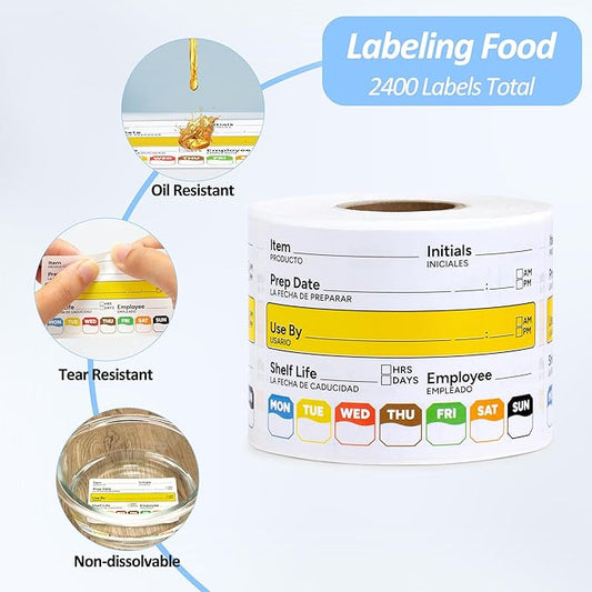 Restaurant Quality Shelf Life Food Rotation Labels Vinyl, 2” x 3” Self-Adhesive Removable Freezer Food Labels, Perfect for Reusable Containers, Easy to Remove, Food Safety Date Sticker (8 PCS)