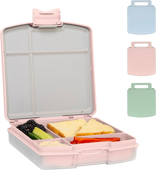 Ubbi Bento Lunch Box for Kids with 4 Compartments, BPA-Free, Leakproof, Dishwasher Safe, Food-Safe Material, Portion-Controlled Lunch Container, Kids Summer Camp, Blush Pink