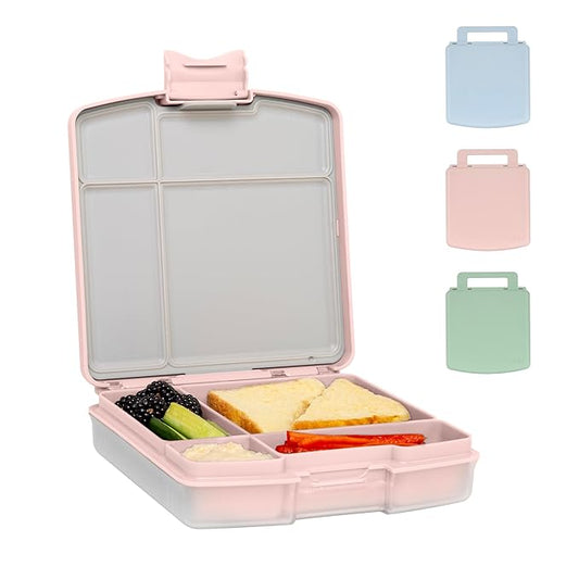 Ubbi Bento Lunch Box for Kids with 4 Compartments, BPA-Free, Leakproof, Dishwasher Safe, Food-Safe Material, Portion-Controlled Lunch Container, Kids Summer Camp, Blush Pink