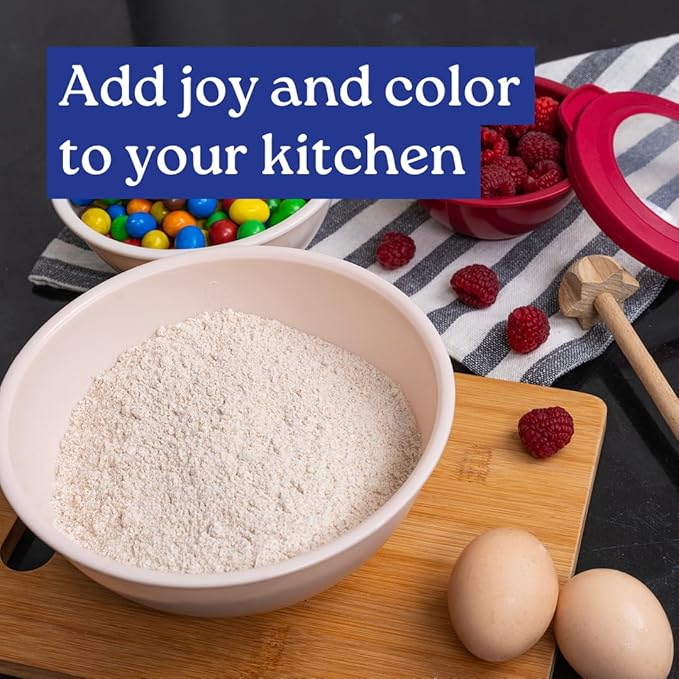 WHYSKO Mixing Bowl Set, 12 Piece Colorful Plastic Mixing Bowls with Lids Set for Food Prep Storage and Serving, Dishwasher Safe Microwave Safe for Kitchen Baking Cooking