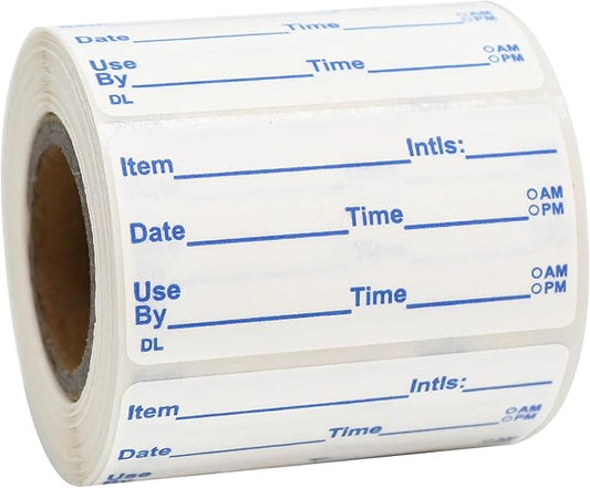 L LIKED 2x1 Dissolvable Labels, 300 Stickers, Use by Food Rotation Labels for Storage and Container (300, Blue)