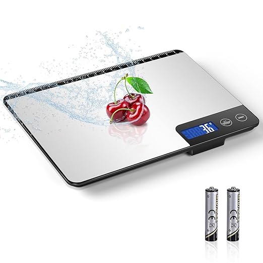 Digital Kitchen Scale, Large Capacity, Easy Tare Function, Large LCD Display, Perfect for Cooking, Baking, and Meal Prep (Silver-2)