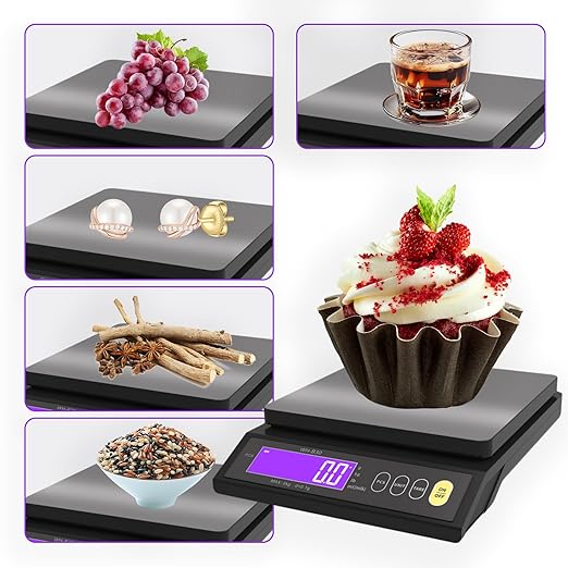Digital Food Scale, Rechargeable Baking Electric Weight Scale with LCD Display, Electronic Scale with Counting Tare Zeroing Auto Power Off Unit Conversion Function (10kg 0.1g)