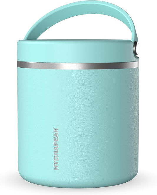 Hydrapeak 25oz Stainless Steel Vacuum Insulated Thermos Food Jar | Thermos for Hot Food and Cold Food, Wide Mouth Leak-Proof Soup Thermos for Adults, 10 Hours Hot and 16 Hours Cold (Aqua)