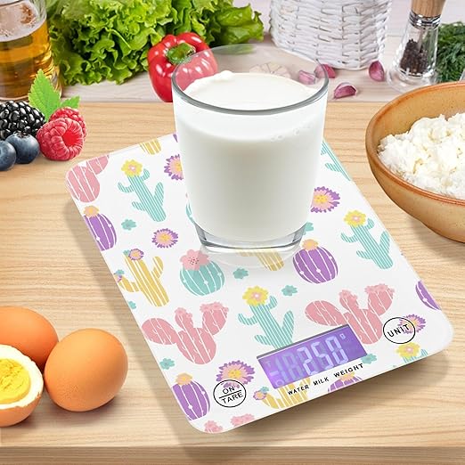 Food Scale Kitchen Scale for Baking Cooking Digital Food Weighing Measuring Scale Small Waterproof Electric Food Scale Colorful Cactus