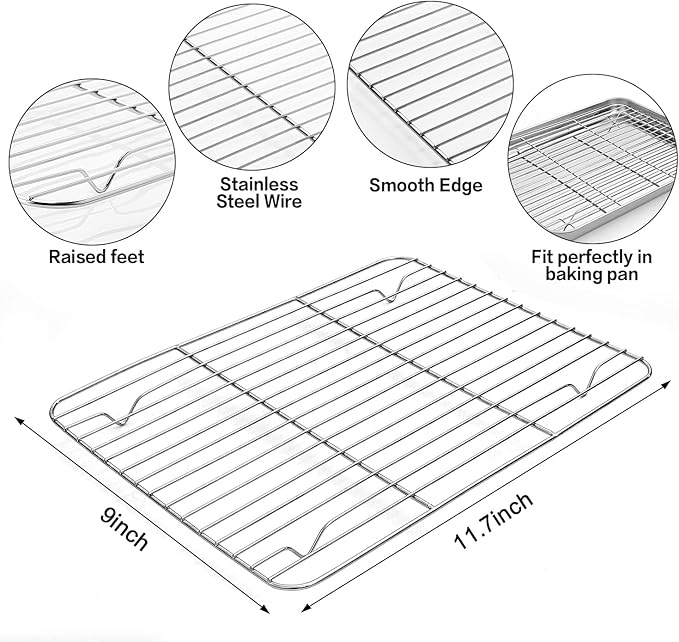 6 Pcs Stainless Steel Baking Sheet Tray Cooling Rack with Silicone Baking Mat Set, and 6 Pcs Glass Measuring Cups with Lids Set, for baking, Kitchen