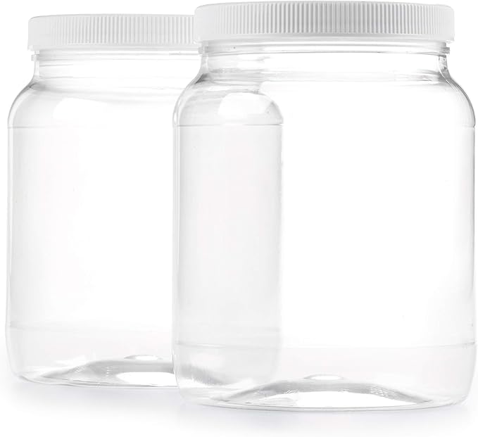 Half Gallon Plastic Jar w/Airtight Leakproof Lid - Dishwasher Safe - USDA Certified - Sun Tea, Fermentation, Food Storage, 2PK