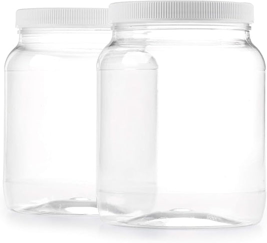 Half Gallon Plastic Jar w/Airtight Leakproof Lid - Dishwasher Safe - USDA Certified - Sun Tea, Fermentation, Food Storage, 2PK