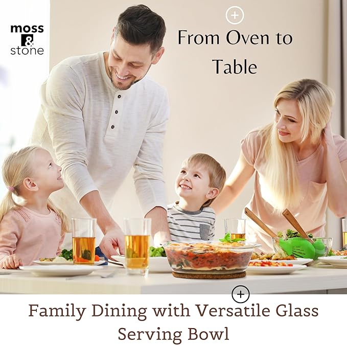 Moss & Stone Basics 6-Piece Clear Glass Casserole Dishes for Oven With Lids, Durable Borosilicate Glass Bakeware Set, Glass Bowls Bakeware Dish Microwave Safe, 3 Size Round Casserole Dish With Lid