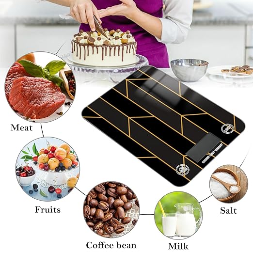 Food Scale Kitchen Digital Scale Food Ounces and Grams Dieting Baking Cooking Waterproof Glass Panels LCD Display,4 Units Scale Tare Function Geometry