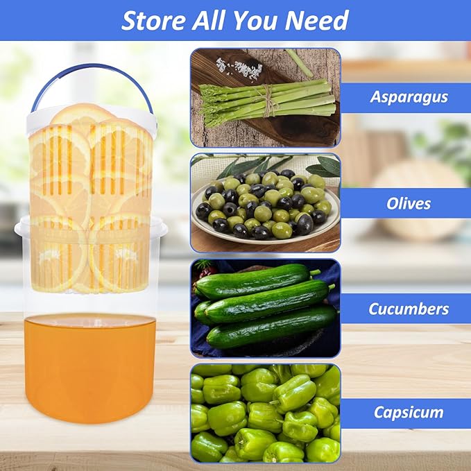 CYEAH 6 Pcs Pickle Jar with Strainer Flip, 33 oz & 25 oz Pickle Jar Container with Leak Proof and Lock It Lid, Pickle Holder Keeper Lifter, Bucket of Pickles for Olive Jalapeno Juice Food Storage