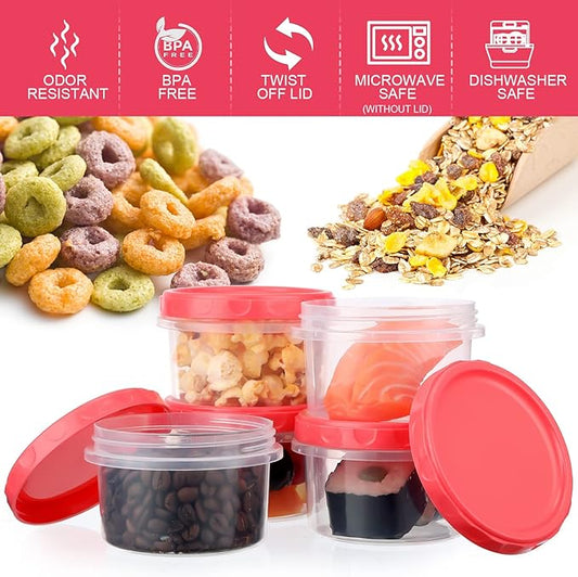 Sieral 36 Pack 8 oz/ 250 ml Freezer Containers with Lids Plastic Twist Top Deli Jars Reusable Freezer Storage Containers for Food Round Wide Mouth Lunch Snacks(Red)