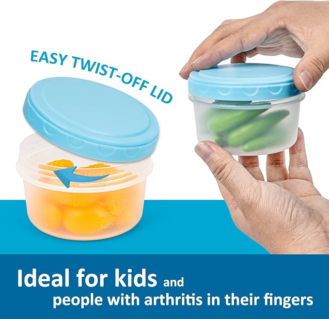 8 Oz Plastic Containers with Lids, 15 Pack 1-Cup Reusable Small Freezer Storage Containers with Screw Top for Food Snack Portion Control Meal Prep, Ultra Thick, Microwave Freezer Dishwasher Safe, Blue