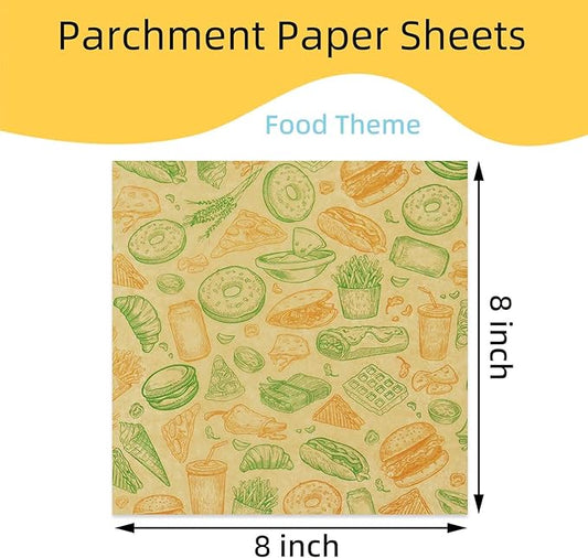 Premium Deli Paper Sheets 8"x8" - 300Pcs Greaseproof Liners for Food Boats, Pre Cut Deli Sandwich Wrappers, Best Kraft Food Wrapping Paper Sheets for Picnic, Festival, Fair or BBQ.