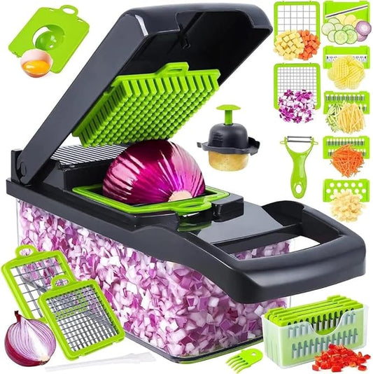 Vegetable Chopper, Vegetable Cutter, Onion Mandolin Slicer,16 in 1 Kitchen Food Slicer, Dicer Cutter, Vegetable Slicer, Vegetable cutter, Food chopper with container, Food dicer, Kitchen chopper