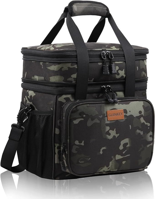 Expandable XLarge Lunch Box, Insulated Heavy Duty Lunch Bag Waterproof Leakproof Durable Cooler Bag for Men Women Adults Work Construction Camping Trip, 22L, Black-Camo