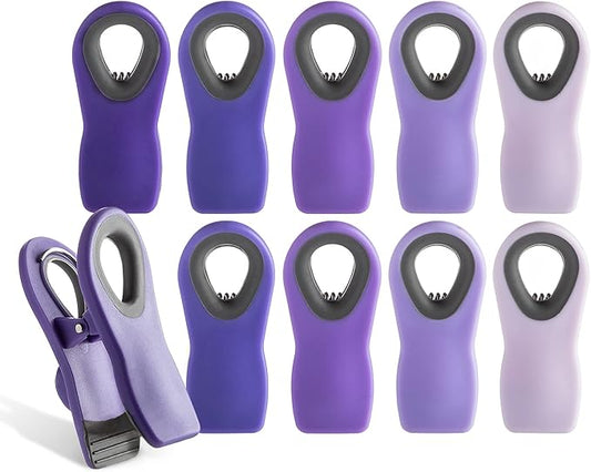 COOK WITH COLOR Bag Clips with Magnet for Food Storage with Airtight Seal Grip for Bread, Snack and Food Bags, Lavender, Pack of 10