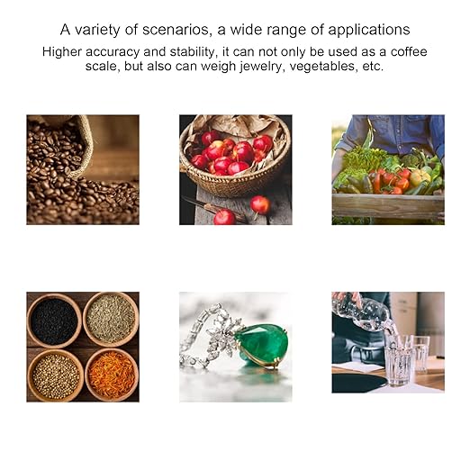 Coffee Scale with Timer, 0.1g High Precision 3 Units Pour Over Drip Espresso Scale, 5.8 x 5in Rechargeable Kitchen Scale with LCD Backlight Display for Home Weigh Jewelry Vegetables