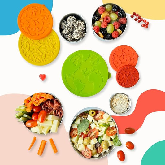 Stainless Steel Containers with Lids [Set of 5] - Leakproof Stainless Steel Food Storage Container - Nesting Snack Holders - Snack Containers For Kids - Lunch Box for Kids - Metal Lunchbox