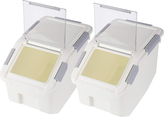 Grain Storage Container 20 lb (10 Liter) with Wheels Seal Locking Lid PP(Pack-2)