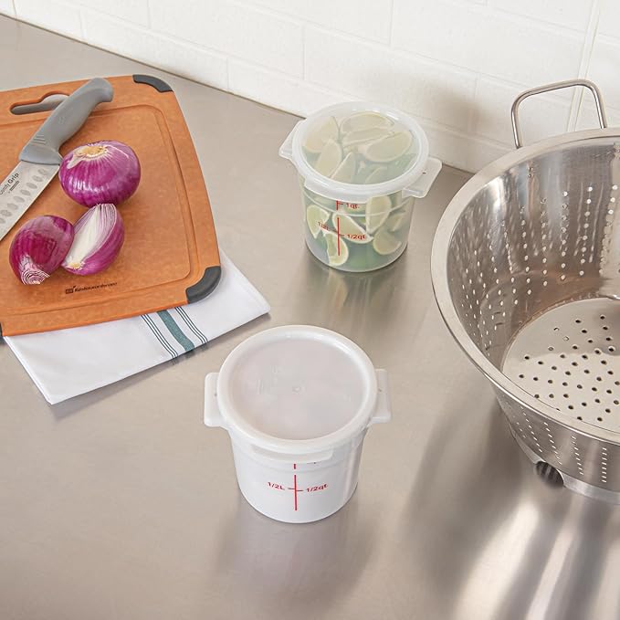 Restaurantware-LID ONLY: Met Lux Food Container Lid, 1 Round Lid For Storage Container - Containers Sold Separately, With Pull-Corner Tab, White Plastic Lid, Dishwashable, Freezable