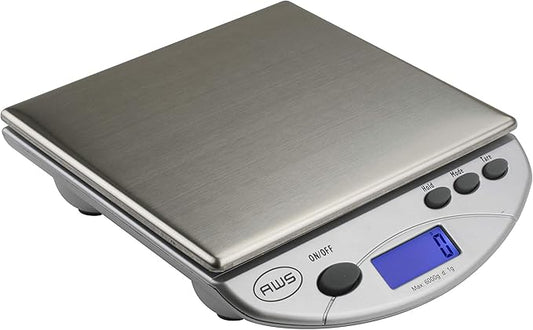 American Weigh Scales SL Series Precision Multifunction Scale, LCD Screen, Stainless Steel, 13lb x 0.1oz (AMW-13-SL)