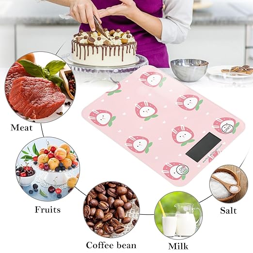 Food Scale Kitchen Scale Food Scales Digital Weight Grams and Ounces Small Electronic Food Scale for Baking Cooking Pink Bunny