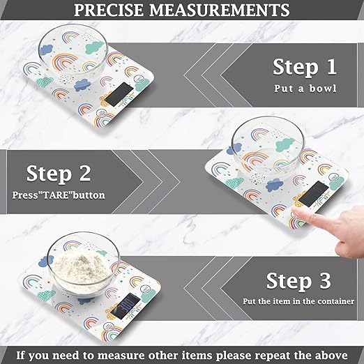 Food Scale Kitchen Scale Food Scales Digital Weight Grams and Ounces Small Electronic Food Scale for Baking Cooking Colorful Rainbow