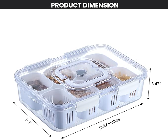 2 Pack Snack Box Container Dishwasher Safe | USA Brand | 8 Compartment & 6 Compartment