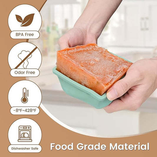 Silicone Freezer Tray for Soup Ice Cubes: 2-Cup Freezing Tray with Lid for Meal Prep - 4Pack Silicon Soup Portion Freeze Tray Make Stock Souped Ice Cube