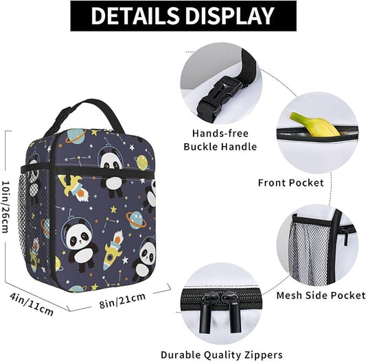 Insulated Lunch Box for Girls & Women - Kids Panda Lunch Box for Work, Picnic, School, Travel, Hiking, Beach or Fishing - Polyester Panda Lunch Bag