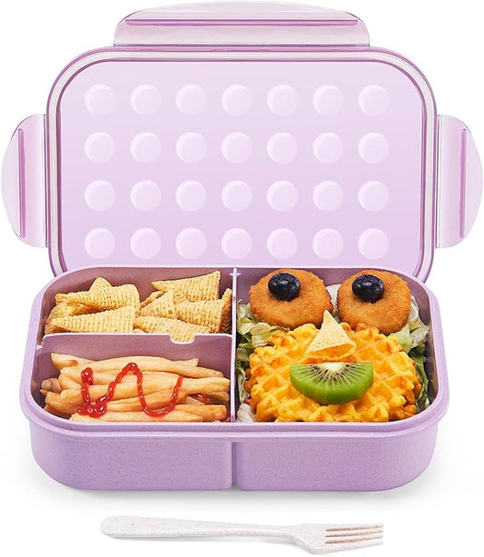 MISS BIG Lunch Box Kids,Ideal Leak Proof Lunch Containers, Mom’s Choice No BPAs and No Chemical Dyes Bento Box for Kids,Microwave and Dishwasher Safe Lunch Box (Purple M)