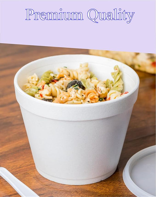 Mr Miracle 8 Ounce Foam Cup with Vented Lid in White. Hot and Cold Foods. For Ice Cream, Yogurt, Soup, Takeout, Carryout. Model MM-8SJ20/20JL (100, 8 Ounce)