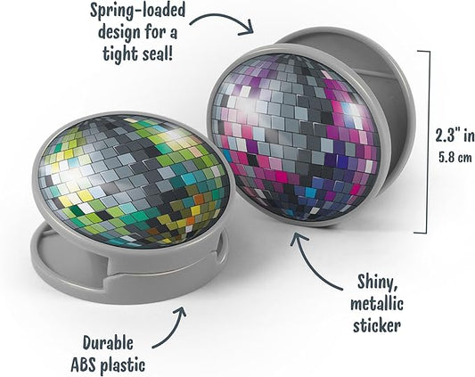 Genuine Fred BOOGIE BITES, Disco Ball Bag Clips, Set of 4, Set of 4 Groovy Spring-Loaded Clips for Fresh Snacks, Metallic Printed Graphics, Fun Food Storage Clips, Fun Kitchen Accessories