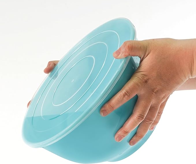 TP Mixing Bowls with Lids, 6-Piece Nesting Melamine Bowls Set for Prepping Serving Baking Cooking, Non Slip Bottom, Set of 3, Glossy Turquoise