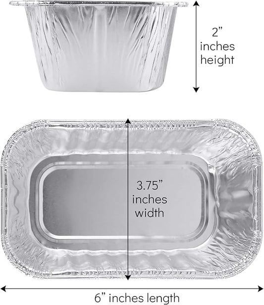PLASTICPRO [1 Lb 100 Pack Disposable Loaf Pans Aluminum Tin Foil Meal Prep Bakeware - Cookware Perfect for Baking Cakes, Bread, Meatloaf, Lasagna 1 Pound 6'' X 3.75'' X 2''