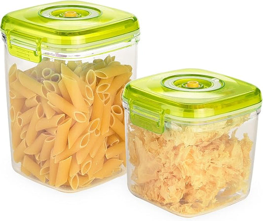 Vacuum Seal Food Storage Containers - Fresh Save, Keep Dry for for Grains, Pet Food & Bulk Buying - 2 Pcs +1 Pc, BPA Free, Leak Proof - Dishwasher, Freezer & Microwave Safe