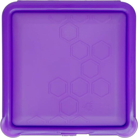 Big Bee, Little Bee - SoftShell Reusable Silicone Food Storage Container with Connected Clamshell Lid, Easy to Clean, Snaps Closed, Microwave, Freezer & Dishwasher Safe (Grape)