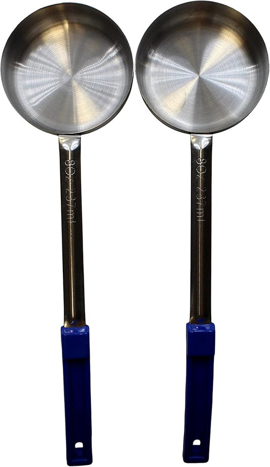 8 Ounce Solid Stainless Steel Portion Control Ladle Spoon for Measuring and Serving; Commercial Grade Serving Scoops [Pack of 2]