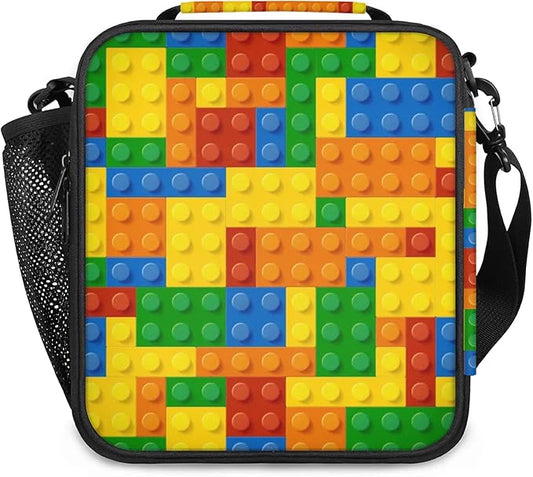 Lunch Bag Colorful Building Blocks Personalized Insulated Lunch Bag Reusable Lunch Box Picnic Travel Lunch Tote Bag Snack Bag