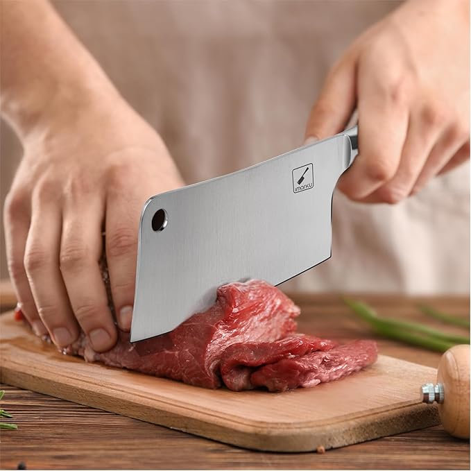 imarku Cleaver Knife 7 Inch Meat Cleaver - SUS440A Japan High Carbon Stainless Steel Butcher Knife with Ergonomic Handle, Ultra Sharp Knife, Kitchen Gadgets for Home/Restaurant, Father's Day Gifts