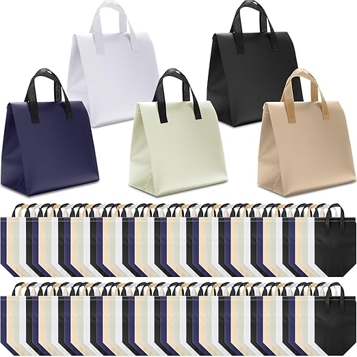 Kacctyen 100 Pcs Insulated Take Out Bags Bulk 9.5 x 6 x 9.5 in Thermal Insulation Food Bag for Coffee, Milk Tea, Hot Cold Food, Delivery Cooler Bag for Catering Restaurant Grocery Picnic (Rich Colors)