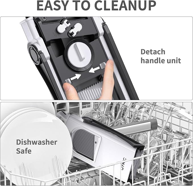 Safe Mandoline Food Slicer for Kitchen, Vegetable Chopper, Potato Slicer with 35+ Presets & Thickness Adjuster, French Fry Cutter, Veggie Dicer for Meal Prep (White)