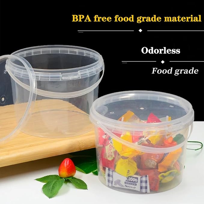 68 oz Ice Cream Tub with Lid, Tamper Proof, BPA Free, Freezer and Microwave Safe Food Storage Container, Reusable Airtight Container, Leak Proof Tub for Snacks Deli Fruits, Drinks.(10 pack)