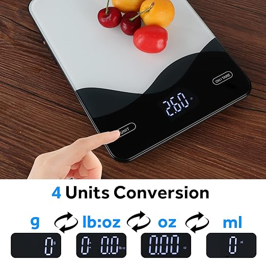 AIMILAR Food Scale, Chargeable LED Display 22lb with USB C Rechargeable Digital Kitchen Food Weight Scale for Baking and Cooking with Ounces and Grams 1g/0.1oz