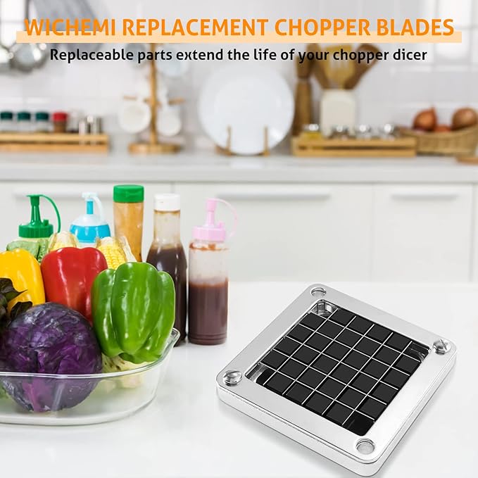 WICHEMI Replacement Chopper Blade 1/2" Blade Commercial Vegetable Chopper Stainless Steel Onion Chopper Dicer Blades and Pusher Block for Tomato Dicer French Fry Cutter