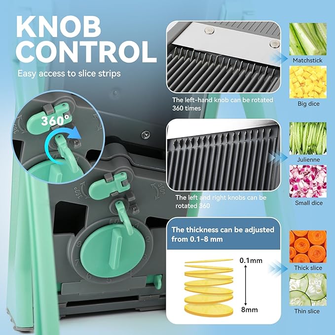 Upgrade Safe Mandoline Slicer Plus, Adjustable Potato Slicer, Vegetable Chopper Food Slicer, Fries Cutter, Veggie Salad Chopper Kitchen Chopping Artifact Christmas Gifts